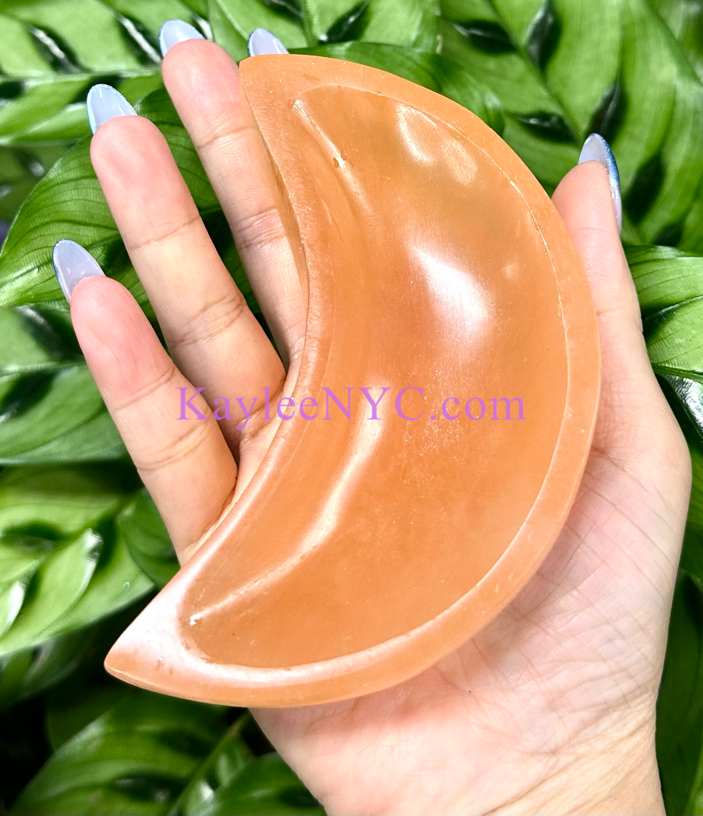 6 pcs Natural Peach Selenite aka Satin Spar Moon Bowl ~10cm