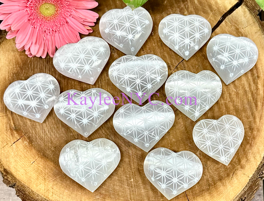 12 PCs large Natural Selenite aka Satin Spar Heart ~6cm