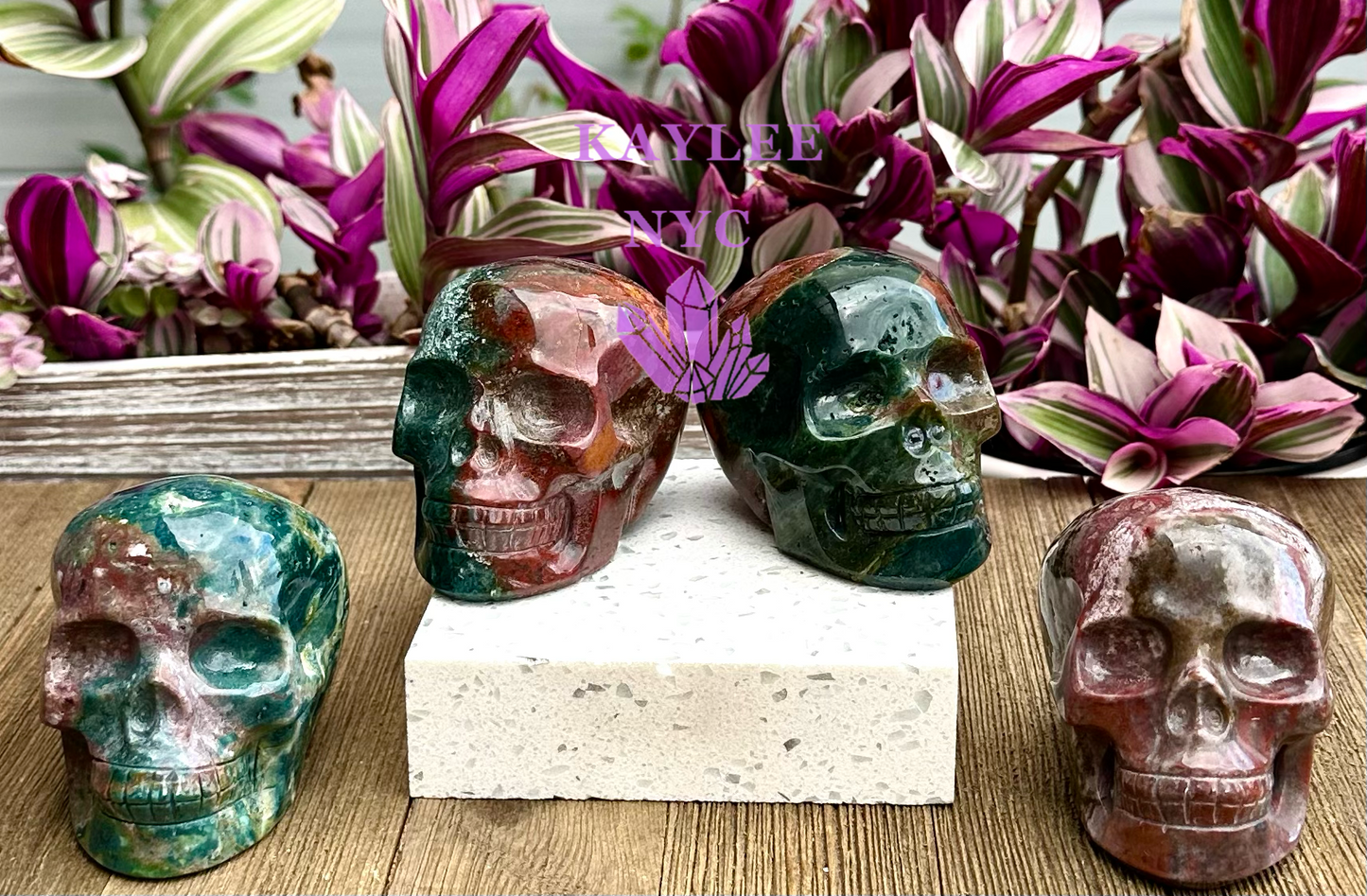 4 PCs Natural Ocean Jasper Crystal Skull