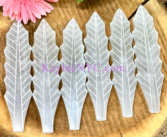 Wholesale Lot 6 pcs Natural Selenite aka Satin Spar leaf ~20cm