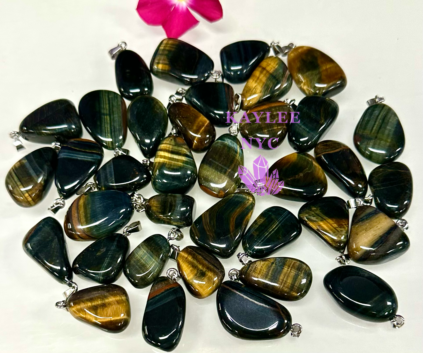 36 PCs Natural Blue Tiger Eye Crystal Pendant