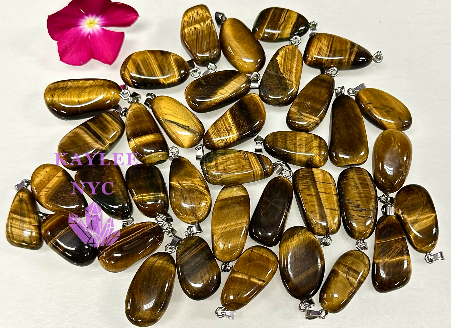 36 PCs Natural Tiger Eye Crystal Pendant