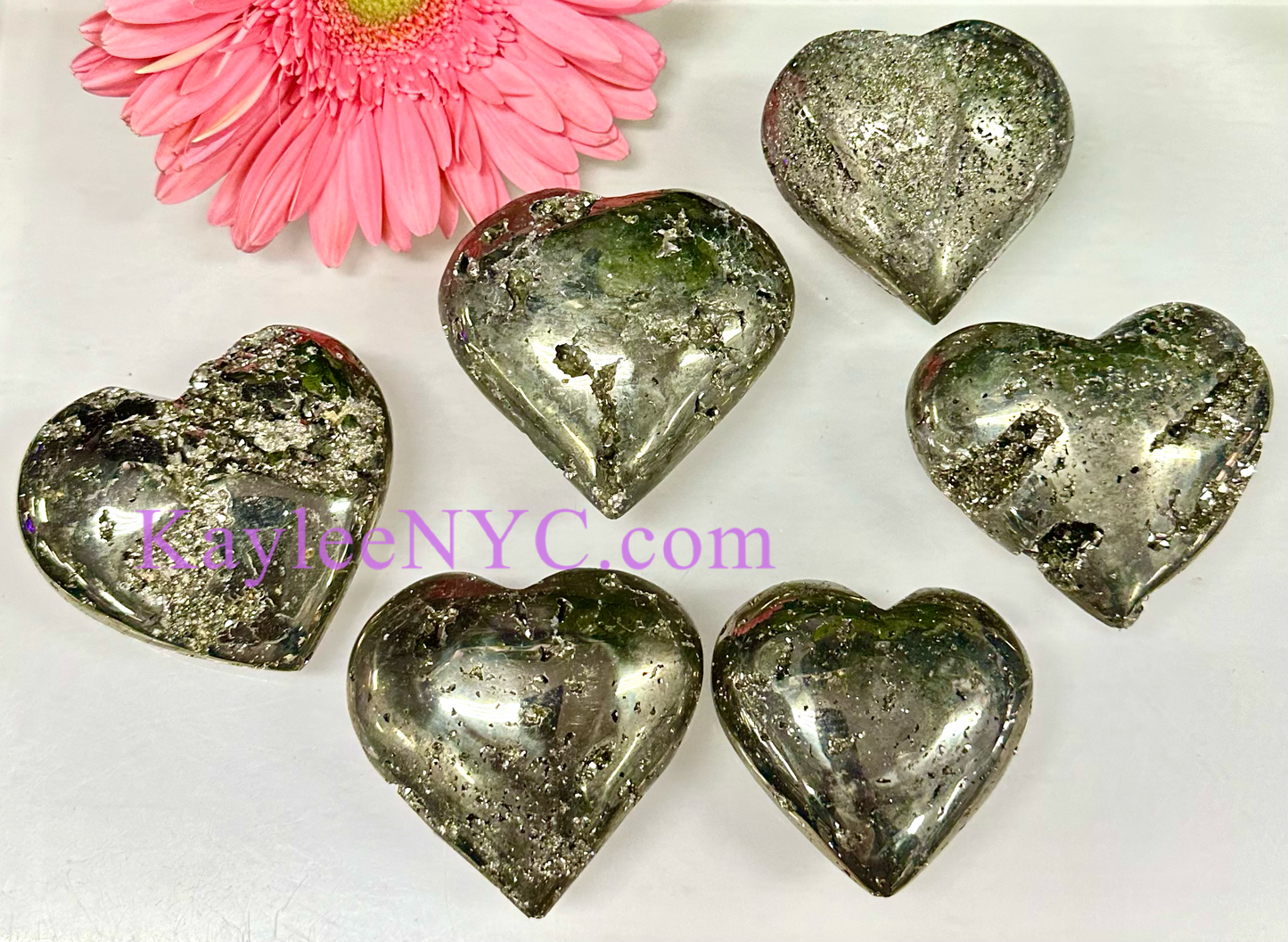 Wholesale Lot 6 pcs Natural Pyrite Heart crystal Healing Energy