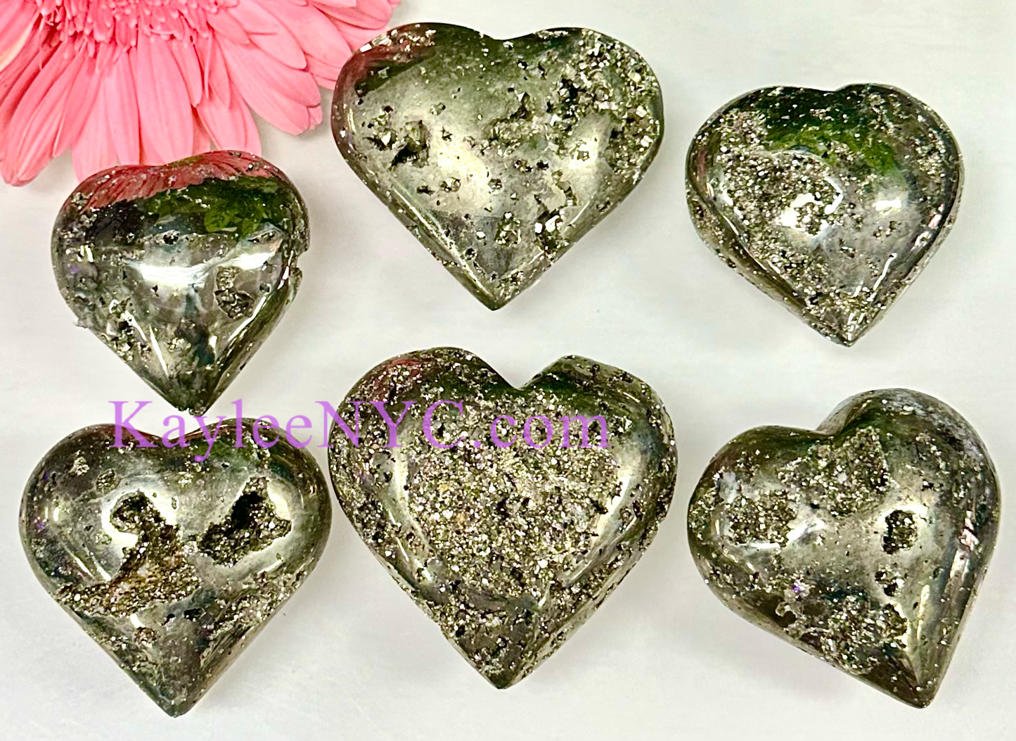 Wholesale Lot 6 pcs Natural Pyrite Heart crystal Healing Energy