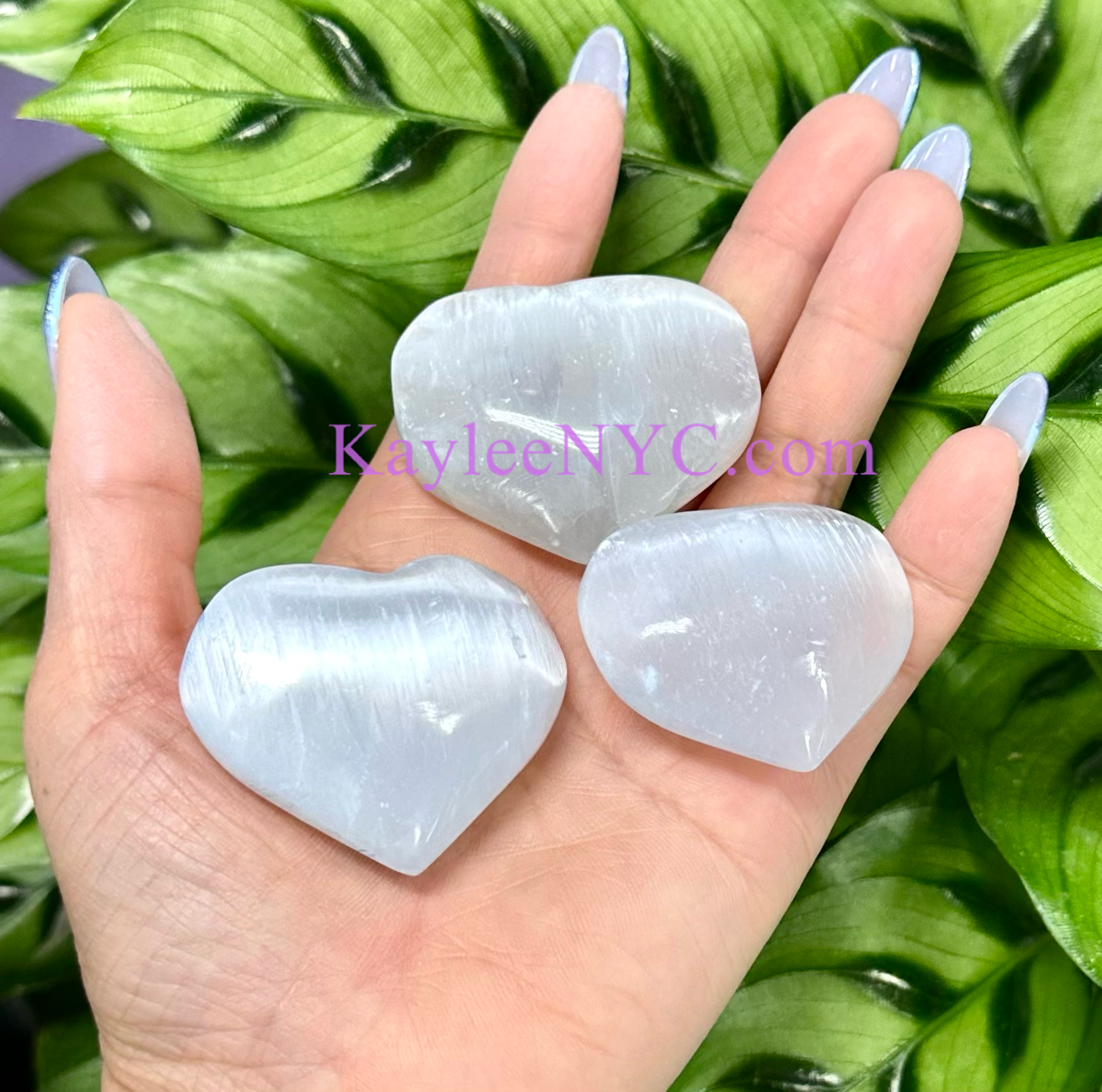 Wholesale Lot 12 pcs Natural Selenite aka Satin Spar Heart ~4cm