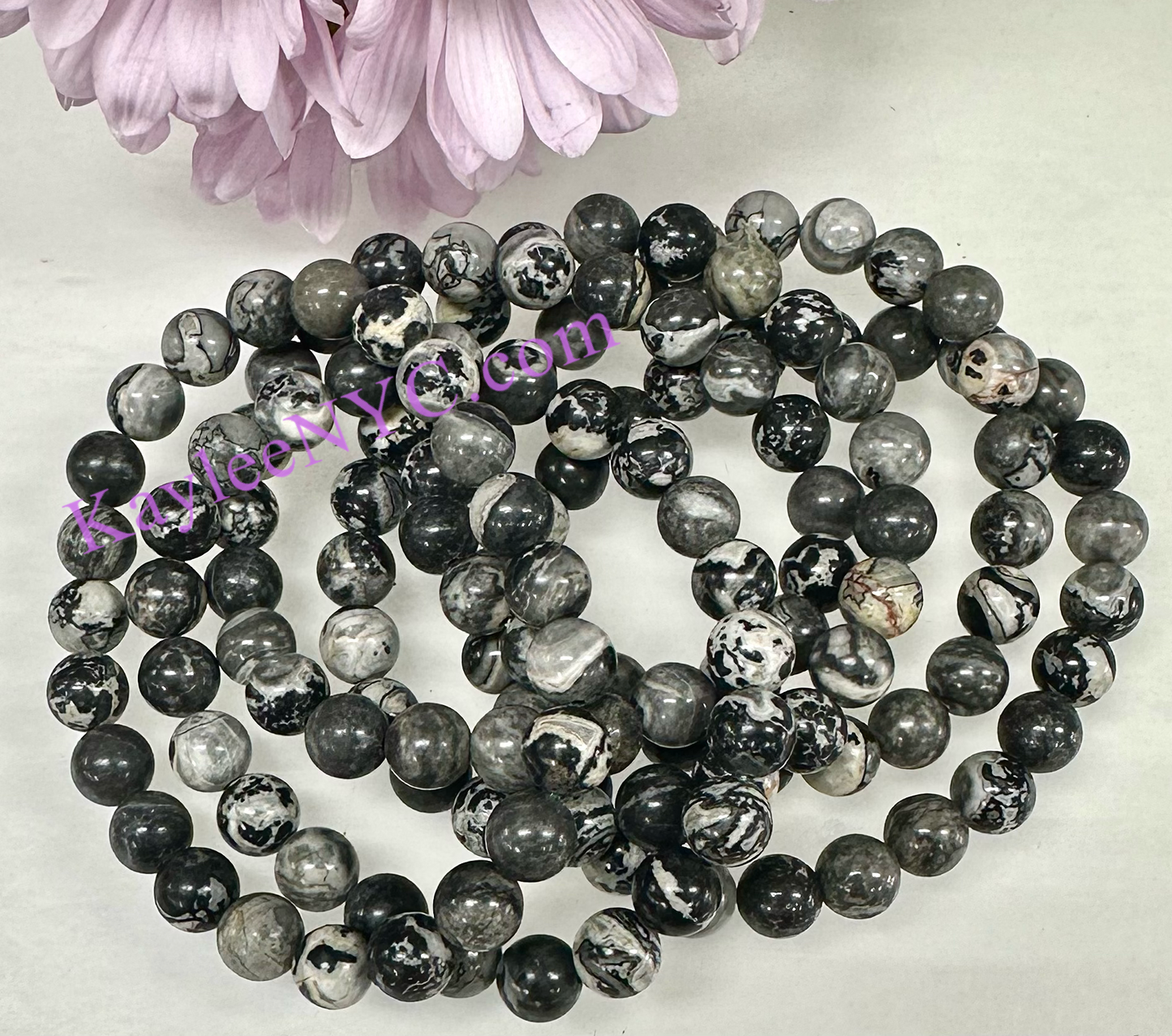 Wholesale 6 Pcs Natural Picasso Jasper 8mm 7.5” Crystal Healing Stretch Bracelet