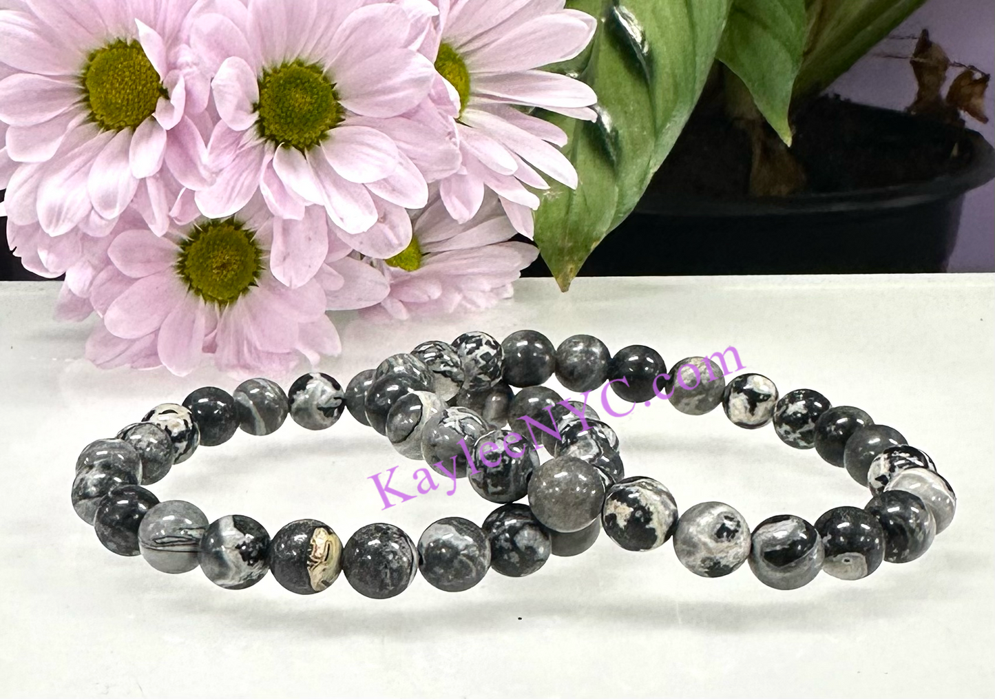 Wholesale 6 Pcs Natural Picasso Jasper 8mm 7.5” Crystal Healing Stretch Bracelet