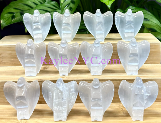 12 PCs large Natural Selenite aka Satin Spar Angel ~6cm