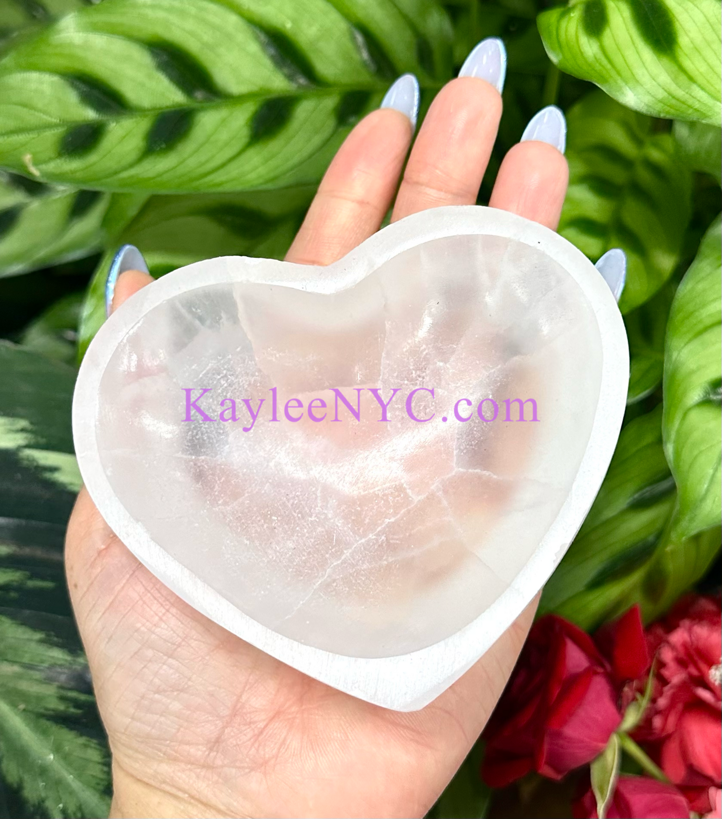 6 PCs large Natural Selenite aka Satin Spar Heart Bowl ~10cm