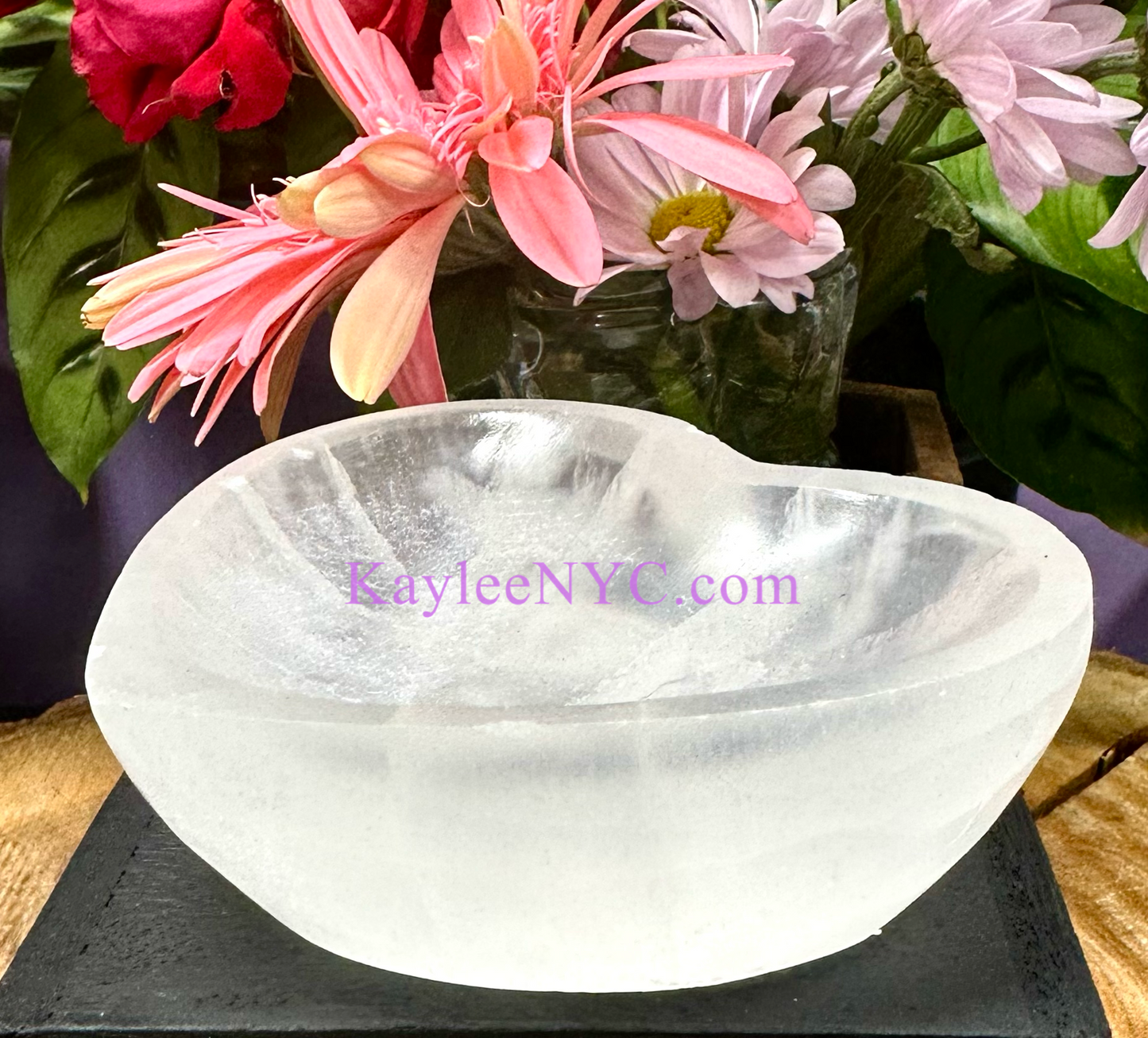 6 PCs large Natural Selenite aka Satin Spar Heart Bowl ~10cm