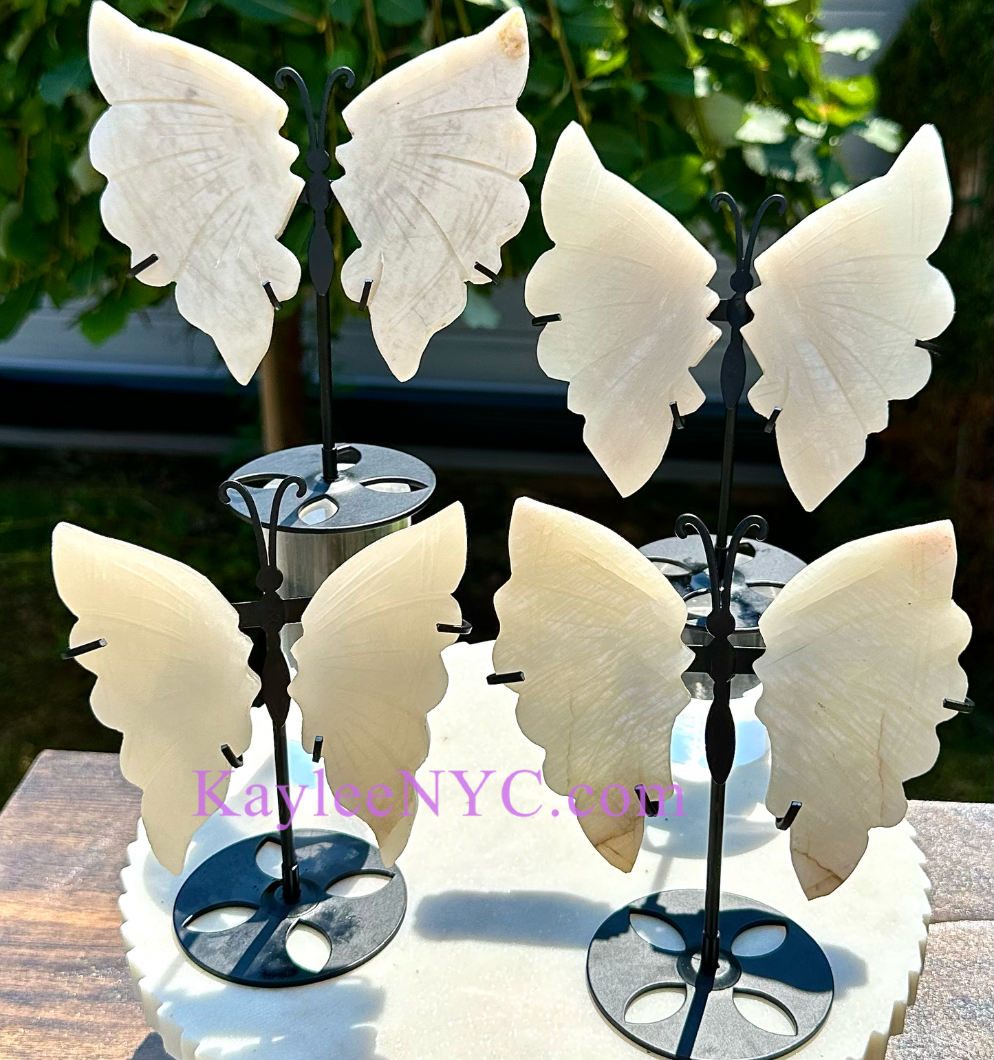 Wholesale Lot 4 PCs Natural Moonstone Crystal Butterfly w/stand Healing Energy