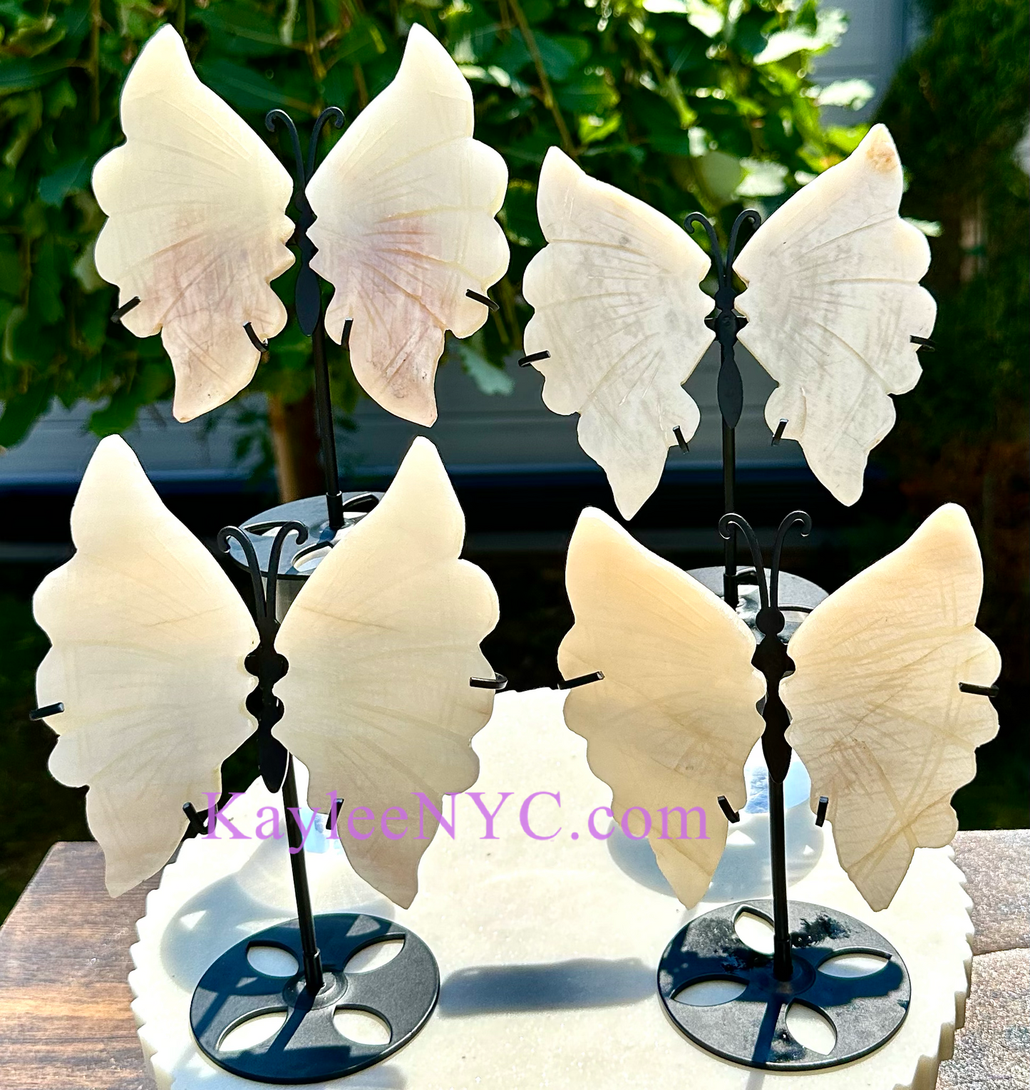 Wholesale Lot 4 PCs Natural Moonstone Crystal Butterfly w/stand Healing Energy