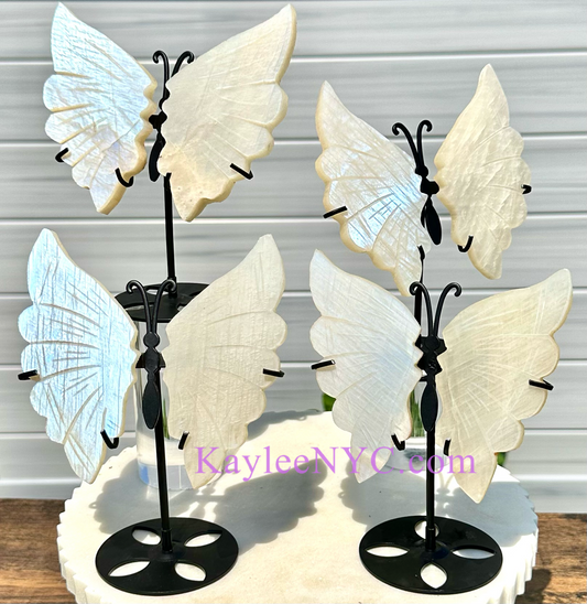 Wholesale Lot 4 PCs Natural Moonstone Crystal Butterfly w/stand Healing Energy