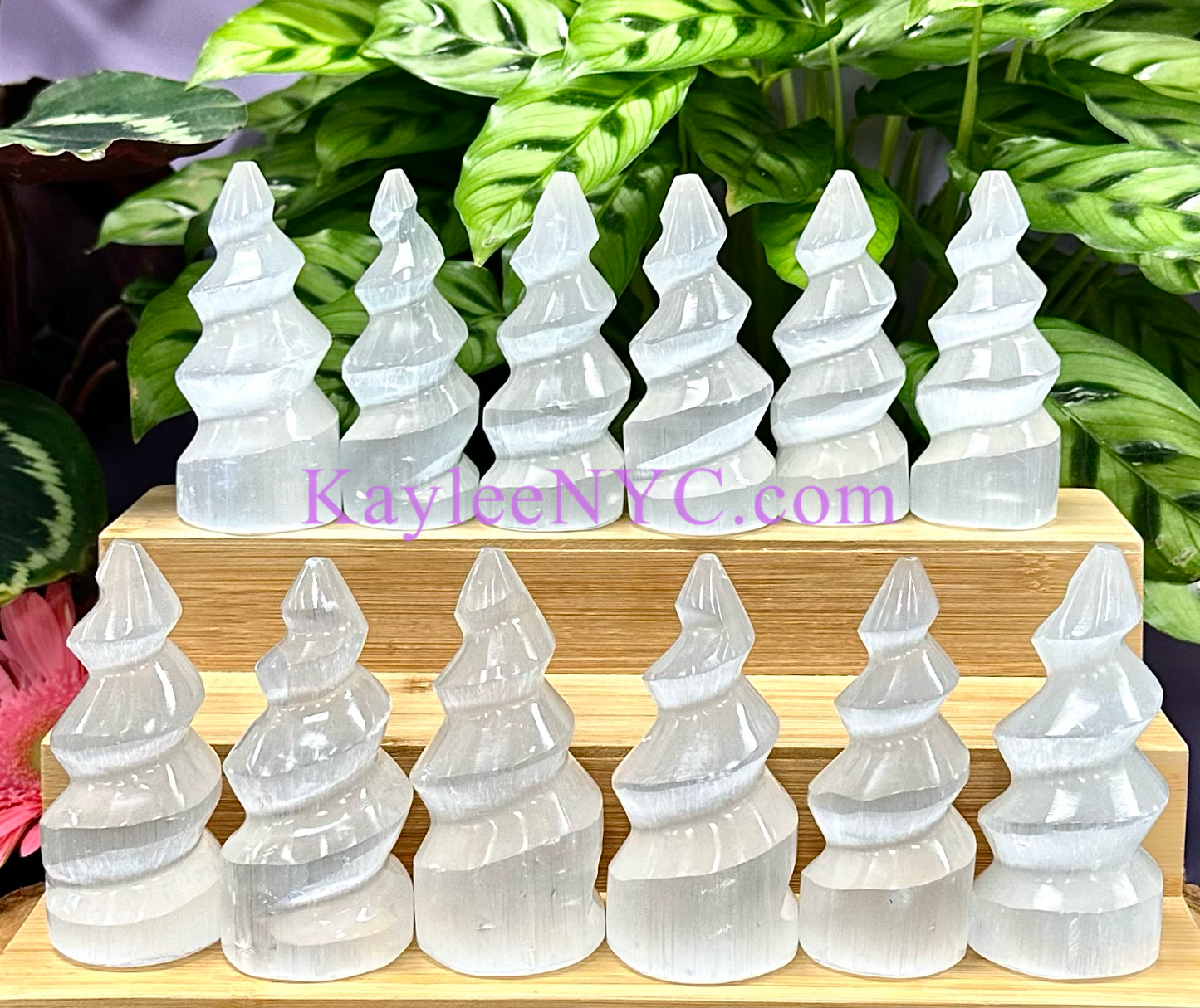 Wholesale Lot 12 pcs Natural Selenite aka Satin Spar Spiral Crystal Healing Energy ~10cm