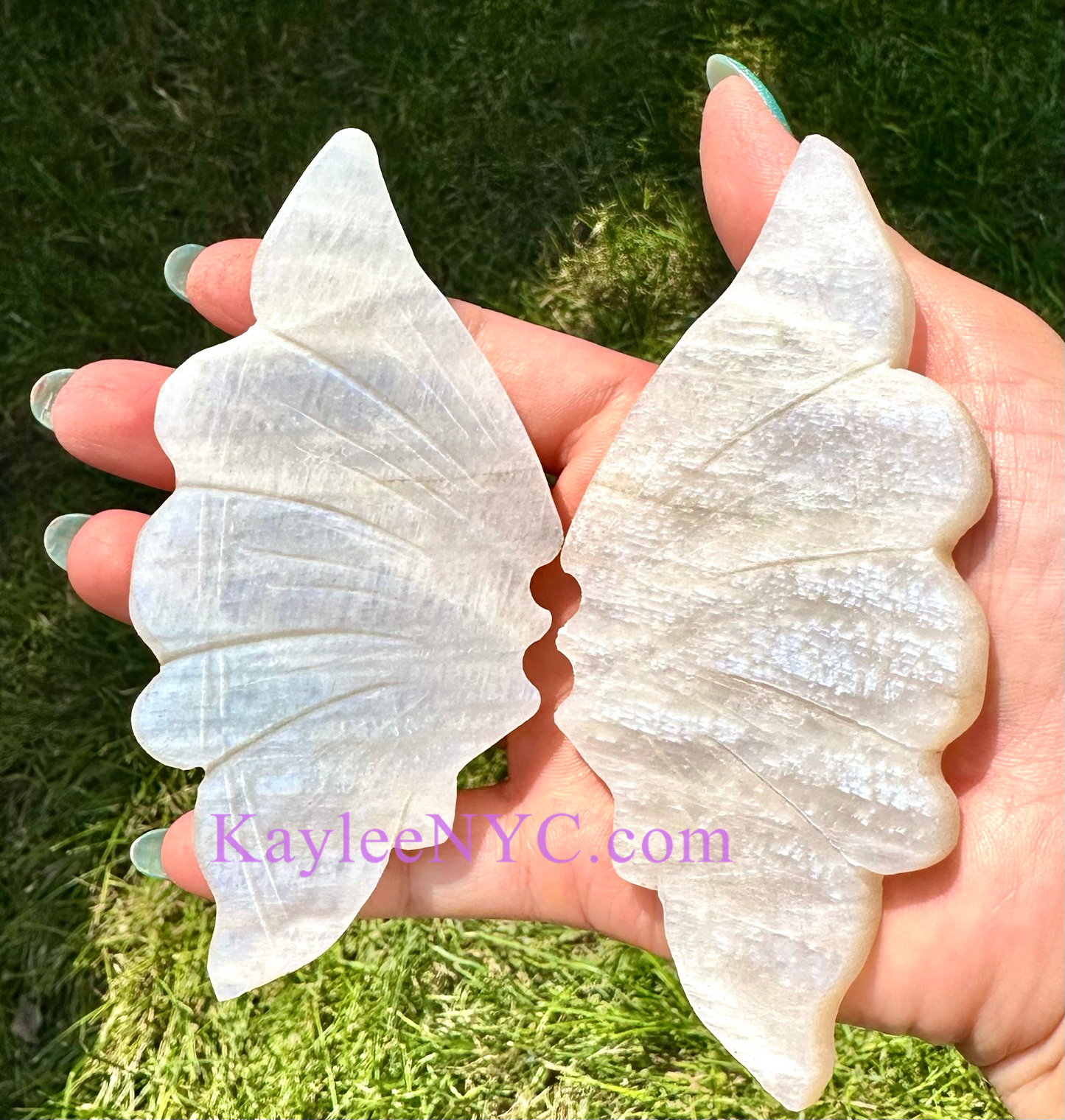 Wholesale Lot 4 PCs Natural Moonstone Crystal Butterfly w/stand Healing Energy