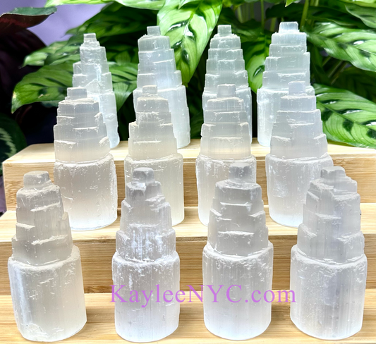 Wholesale Lot 12 pcs Natural Selenite aka Satin Spar Cylinder Crystal Healing Energy ~10cm