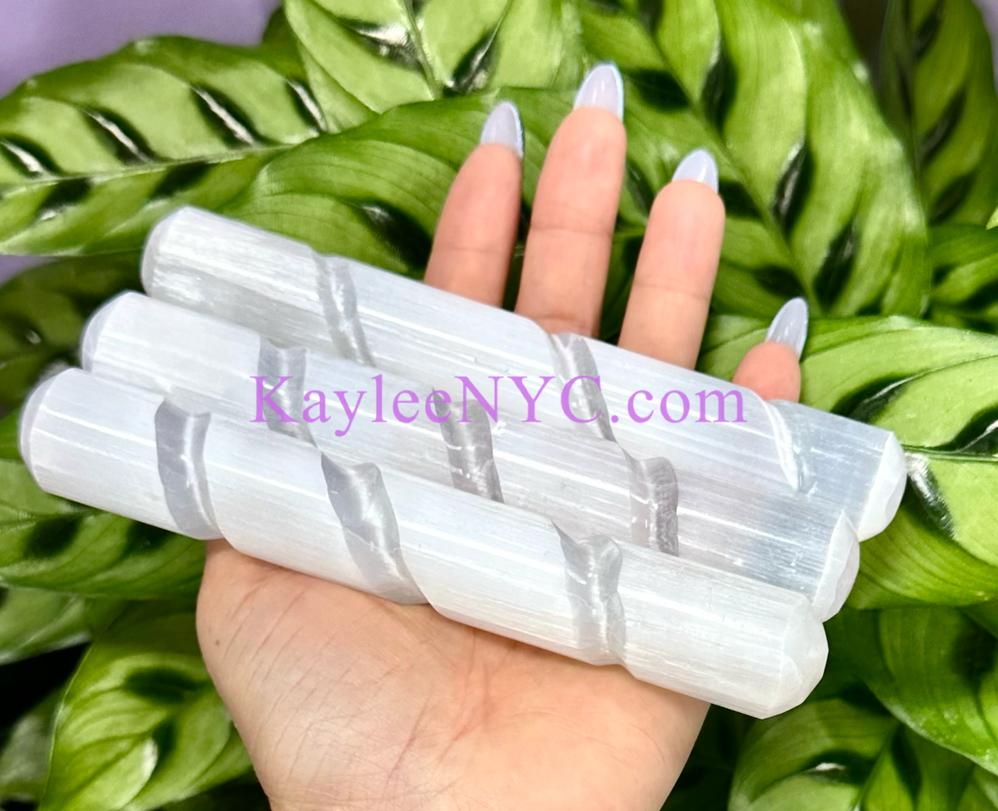 Wholesale Lot 12 pcs Natural Selenite aka Satin Spar Chakra Massage Spiral Wand ~15cm