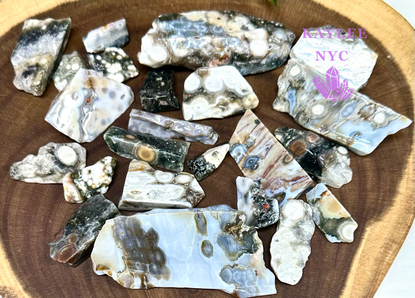 Wholesale Lot 1 lb Natural 6th Vein Ocean Jasper Crystal Freeform Slab