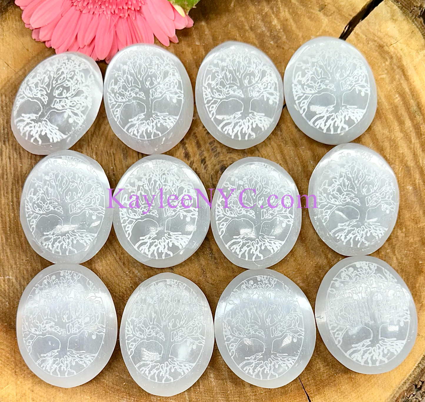 Wholesale Lot 12 pcs 6cm Natural Selenite aka Satin Spar Tree of life Palm Stones