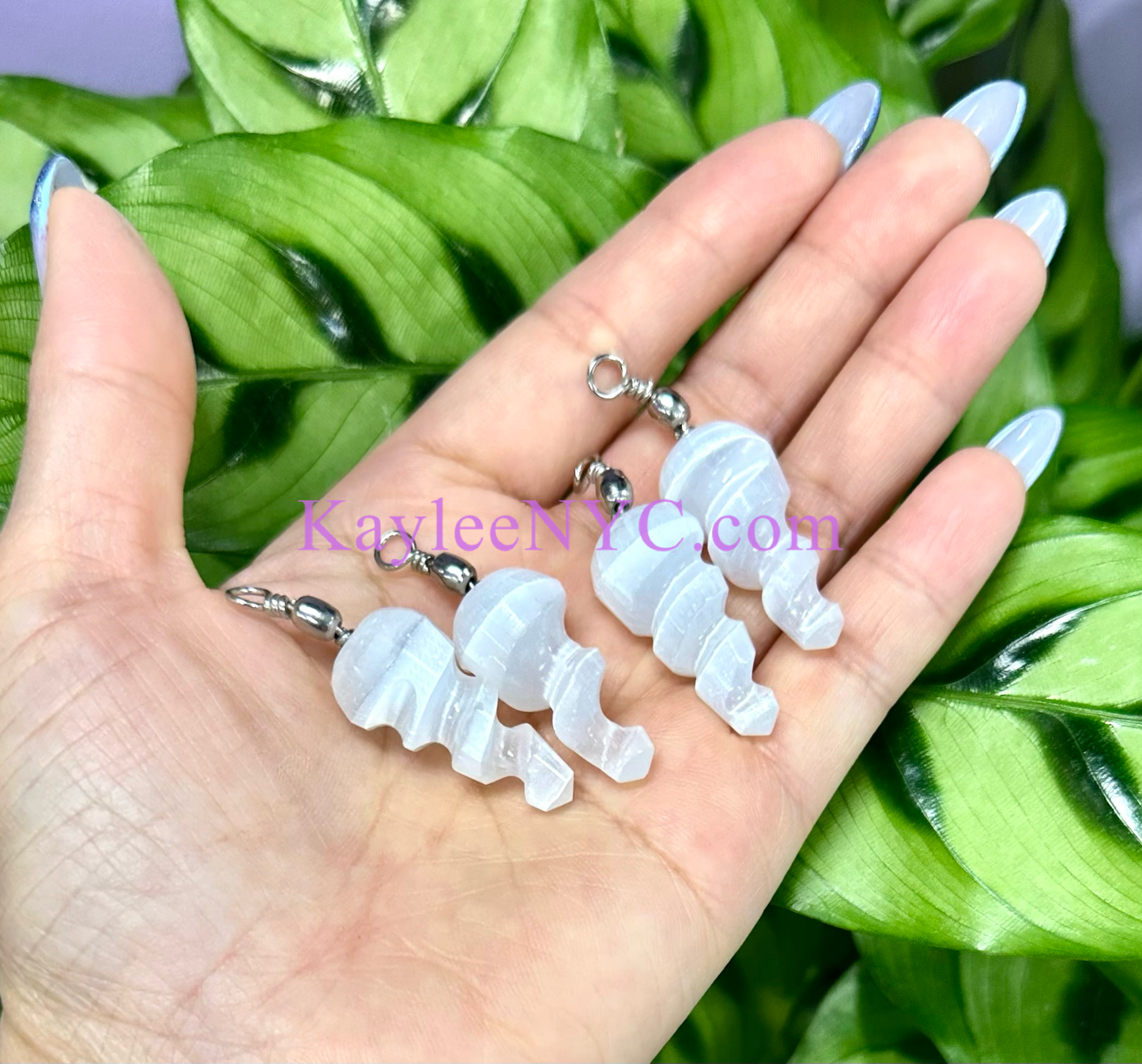 12 PCs Natural Selenite aka Satin Spar Spiral Pendant