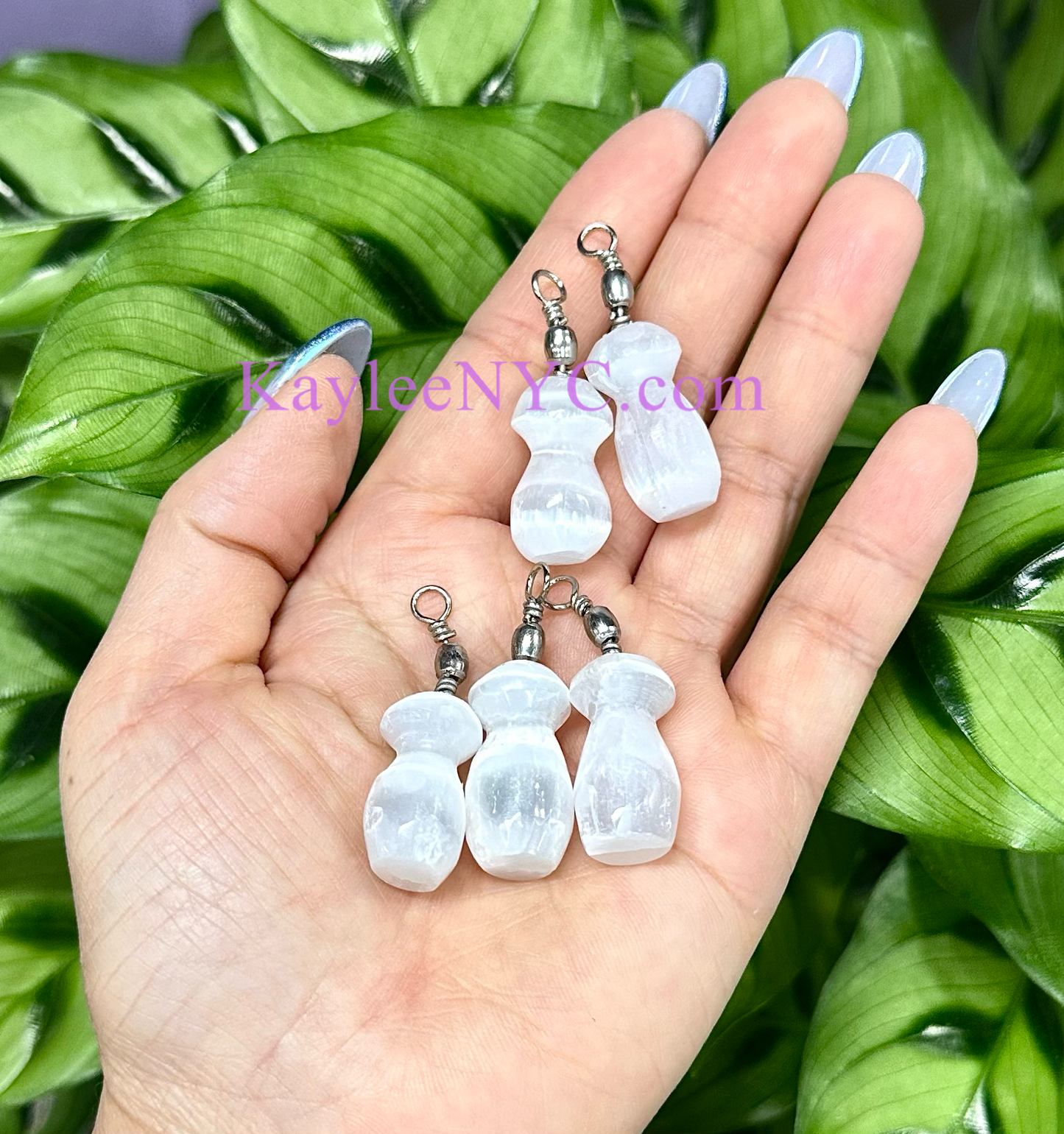 12 PCs Natural Selenite aka Satin Spar Mushroom Pendant