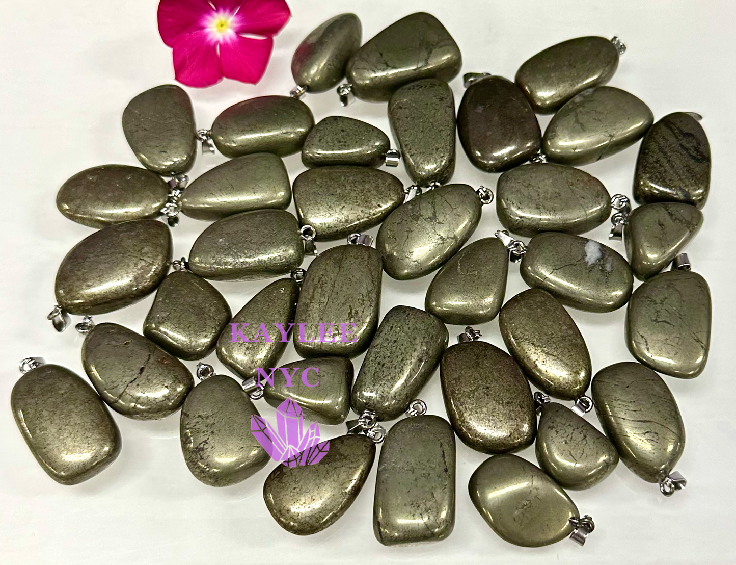 36 PCs Natural Pyrite Crystal Pendant