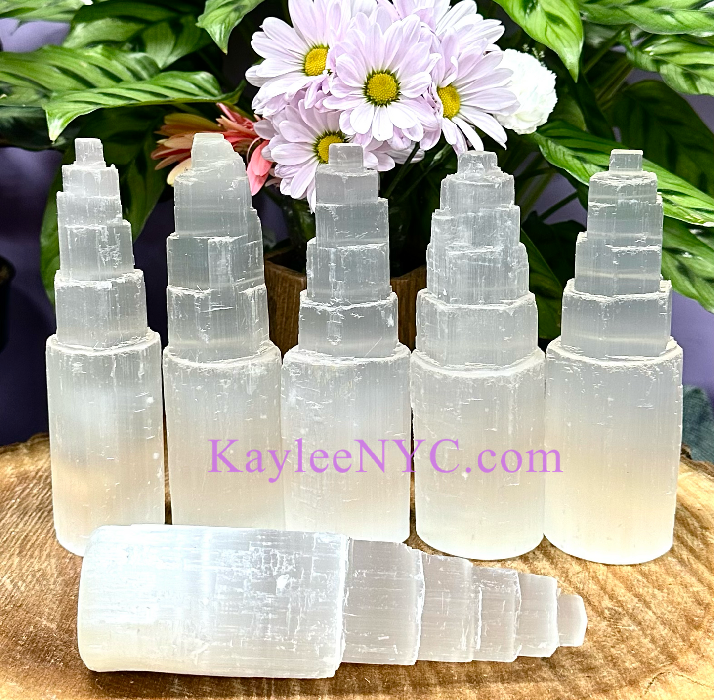 Wholesale Lot 6 pcs Natural Selenite aka Satin Spar Cylinder Crystal Healing Energy ~15cm