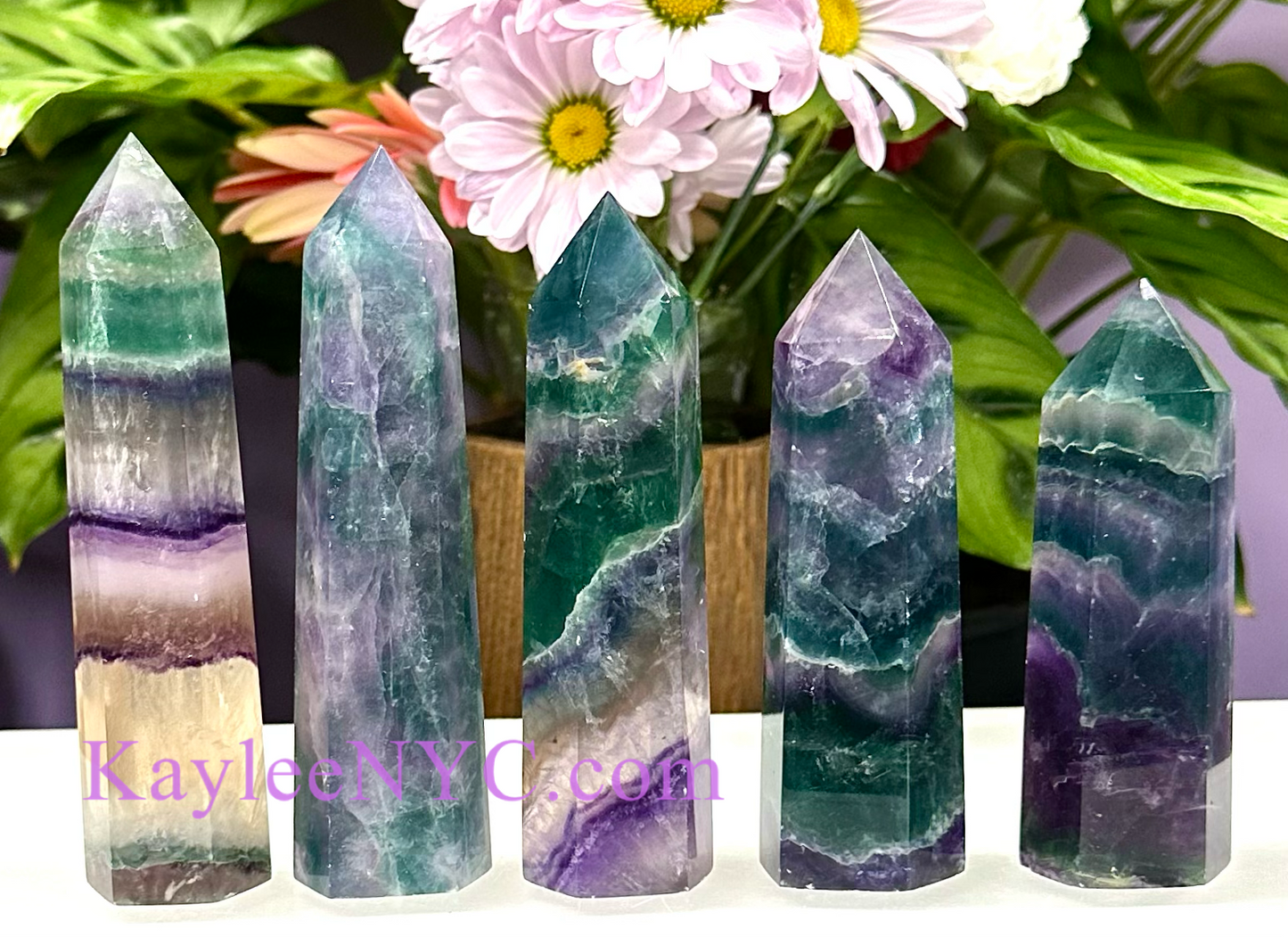 Wholesale Lot 2 Lbs Natural Rainbow Fluorite Obelisk Point Crystal Tower