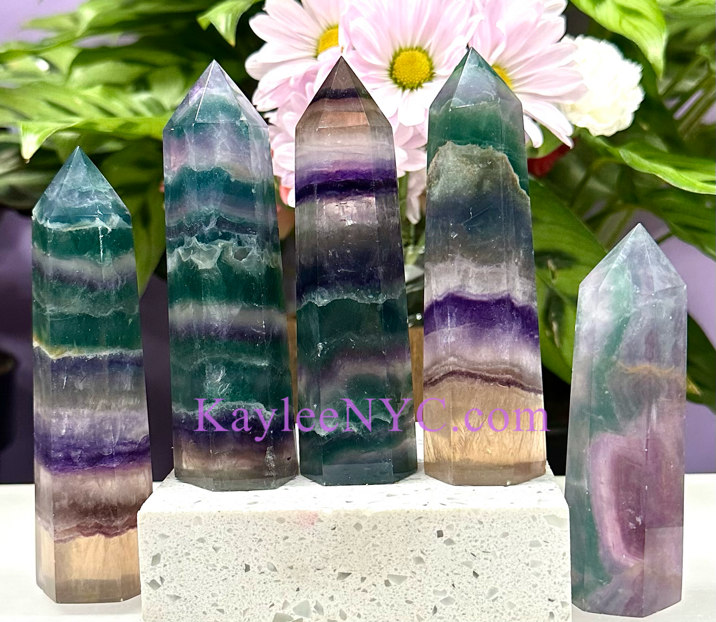 Wholesale Lot 2 Lbs Natural Rainbow Fluorite Obelisk Point Crystal Tower