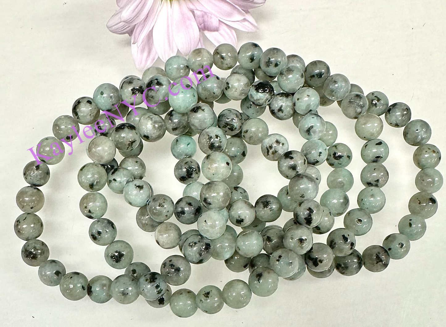 Wholesale 6 Pcs Natural Kiwi Jasper 8mm 7.5” Crystal Healing Stretch Bracelet