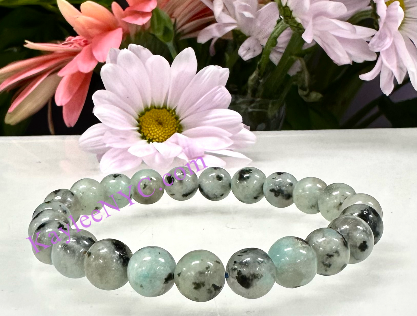 Wholesale 6 Pcs Natural Kiwi Jasper 8mm 7.5” Crystal Healing Stretch Bracelet