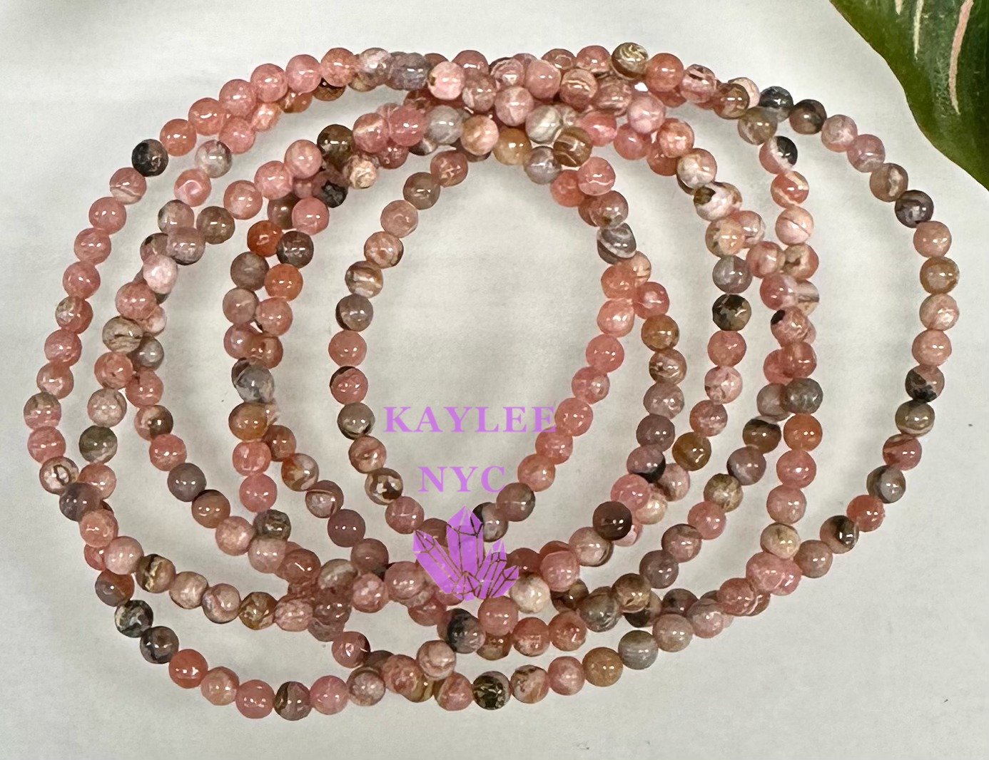 Wholesale Lot 6 Pcs Natural Rhodochrosite 4mm 7.5” Crystal Healing Stretch Bracelet