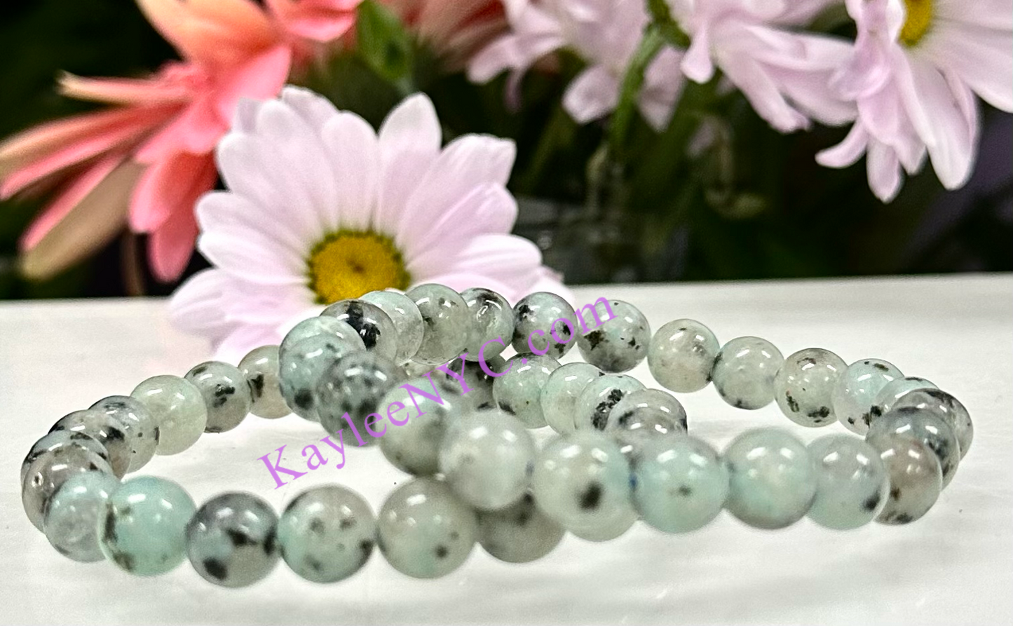 Wholesale 6 Pcs Natural Kiwi Jasper 8mm 7.5” Crystal Healing Stretch Bracelet