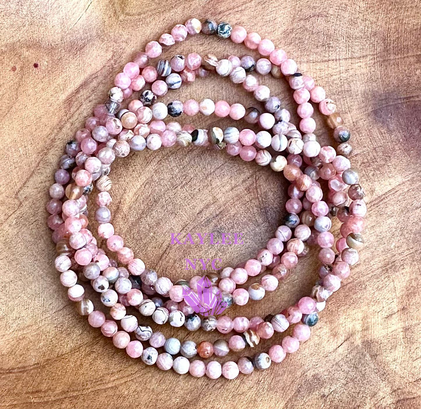 Wholesale Lot 6 Pcs Natural Rhodochrosite 4mm 7.5” Crystal Healing Stretch Bracelet