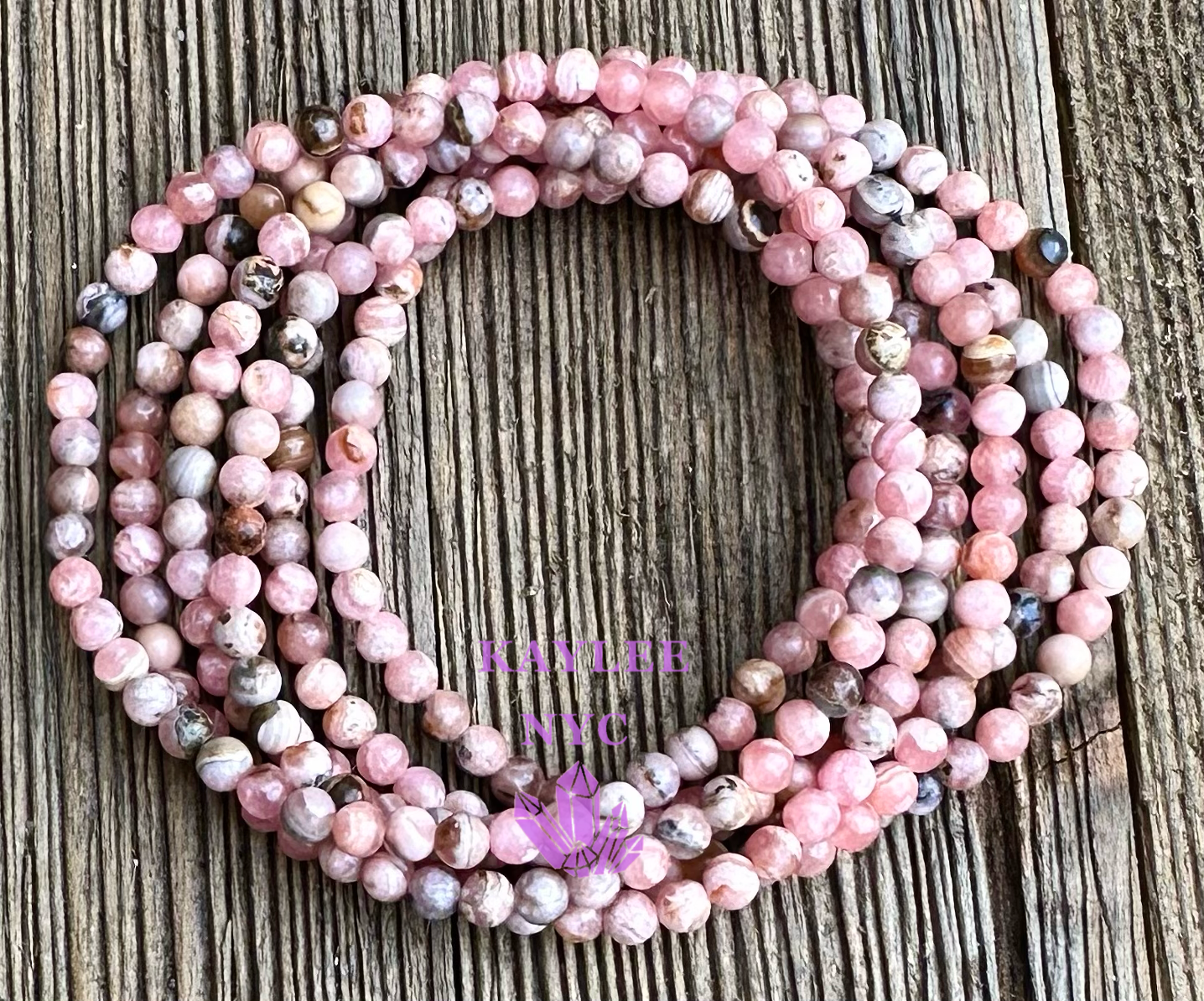 Wholesale Lot 6 Pcs Natural Rhodochrosite 4mm 7.5” Crystal Healing Stretch Bracelet