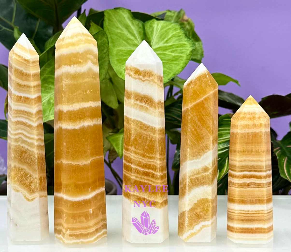 Wholesale Lot 1 Lb Natural Orange Calcite Obelisk Tower Point Crystal Healing