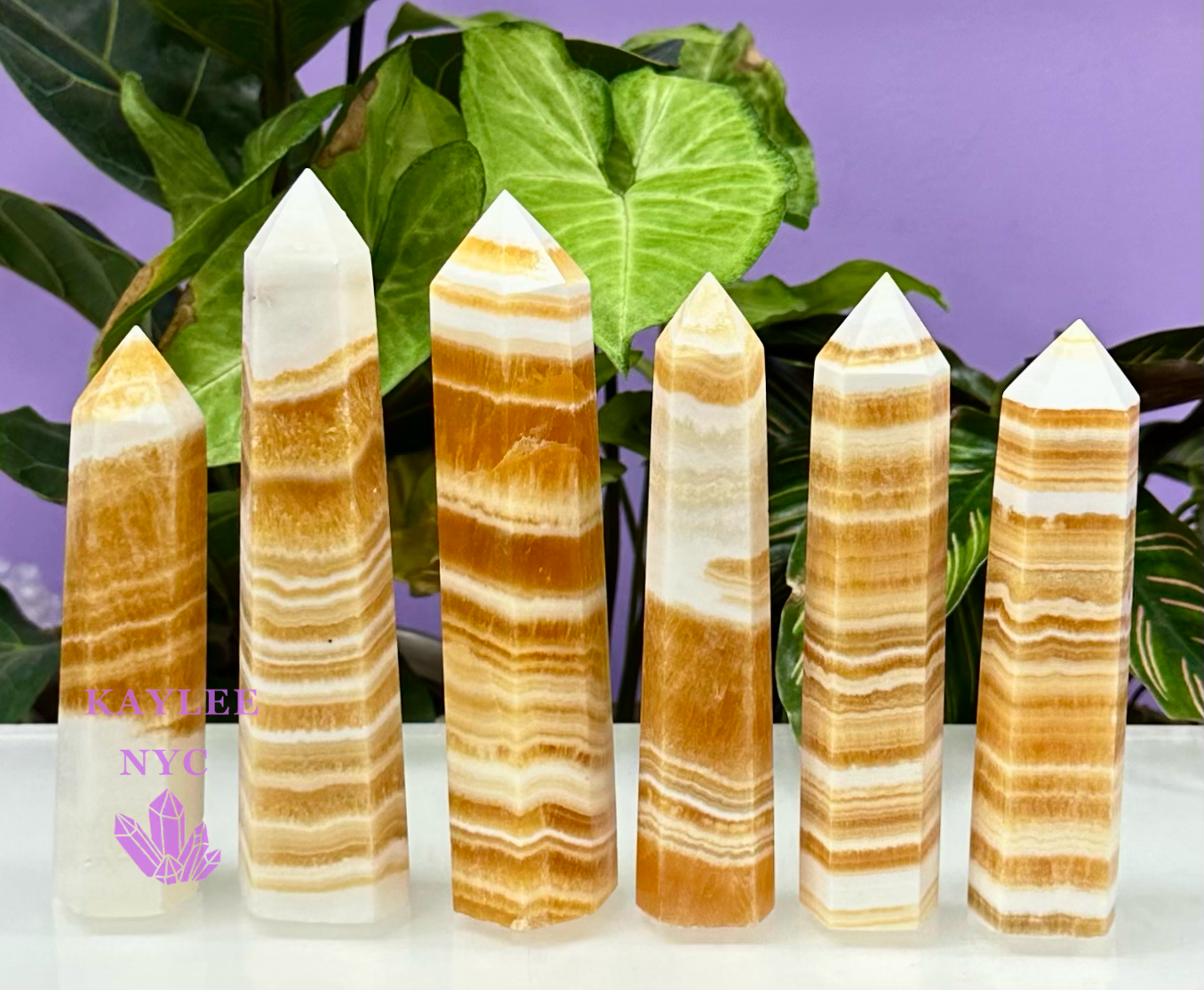 Wholesale Lot 1 Lb Natural Orange Calcite Obelisk Tower Point Crystal Healing