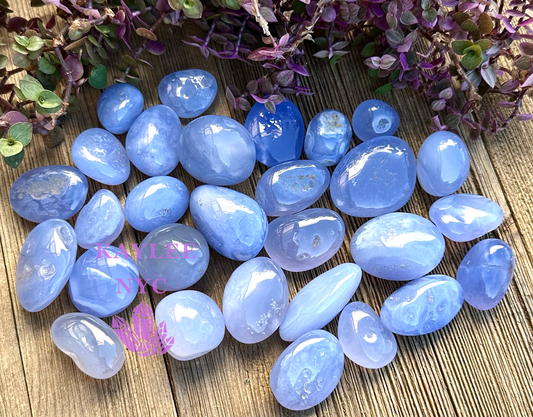 Wholesale Lot 1 lb Natural Blue Chalcedony Tumble Healing Energy Nice Quality