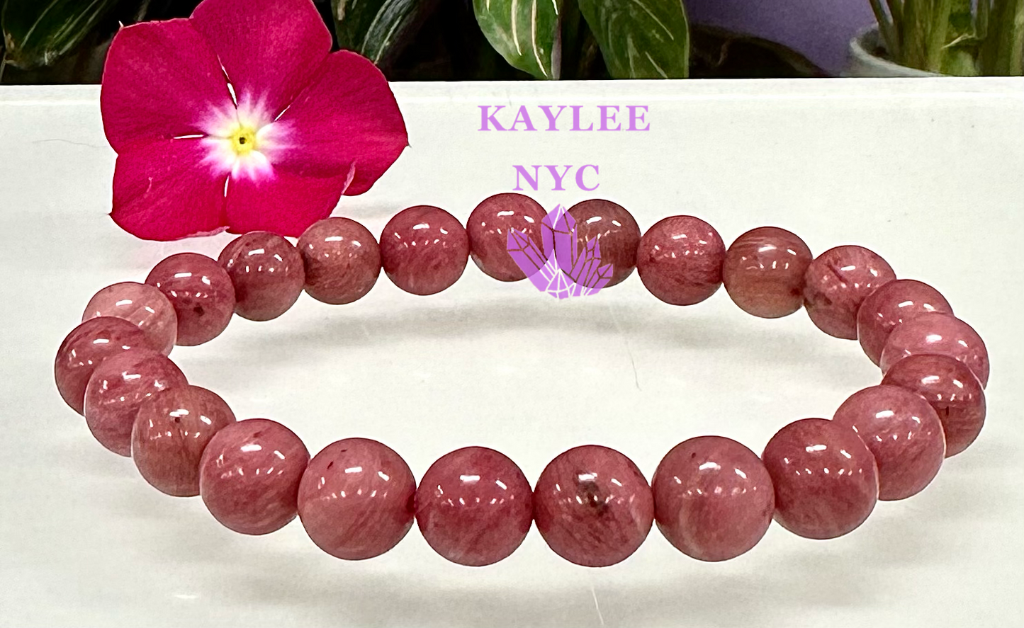 Wholesale Lot 6 Pcs Rhodonite 8mm 7.5” Crystal Healing Stretch Bracelet