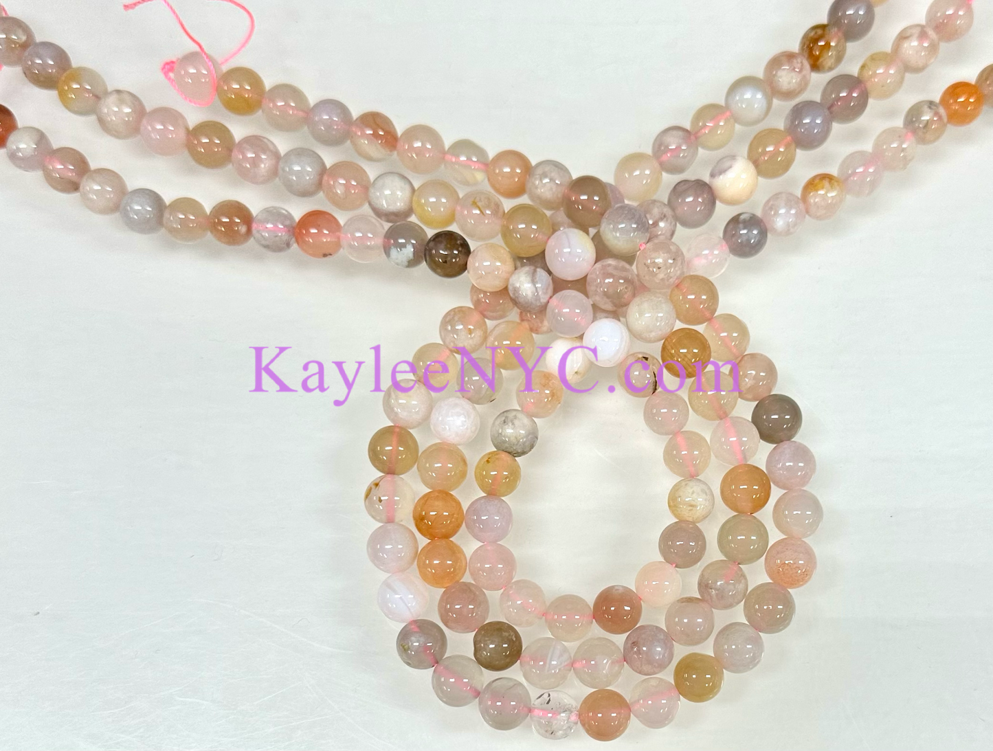 3 strands 8mm Natural Flower Agate Beads