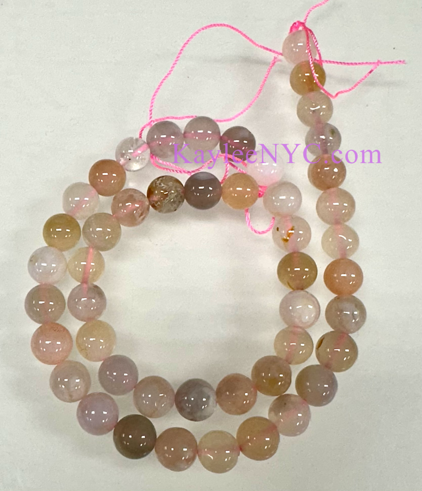 3 strands 8mm Natural Flower Agate Beads