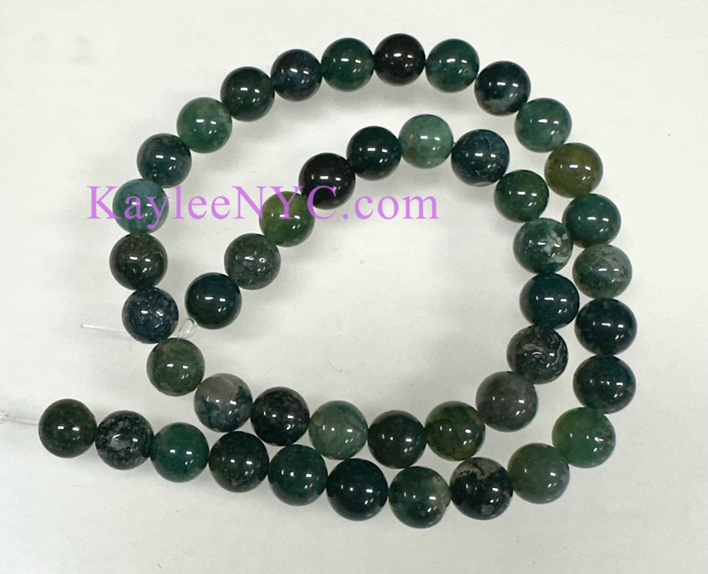 3 strands 8mm Natural Moss Agate Beads