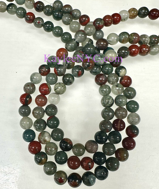 3 strands 8mm Natural Bloodstone Beads