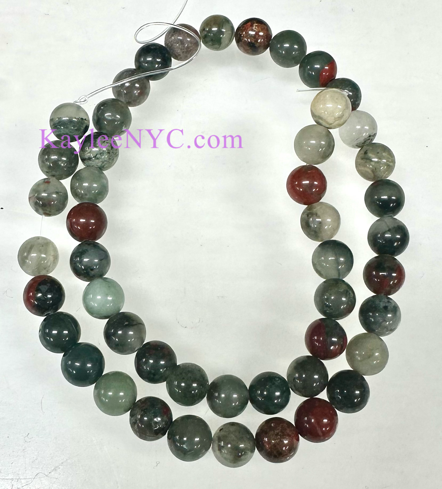 3 strands 8mm Natural Bloodstone Beads