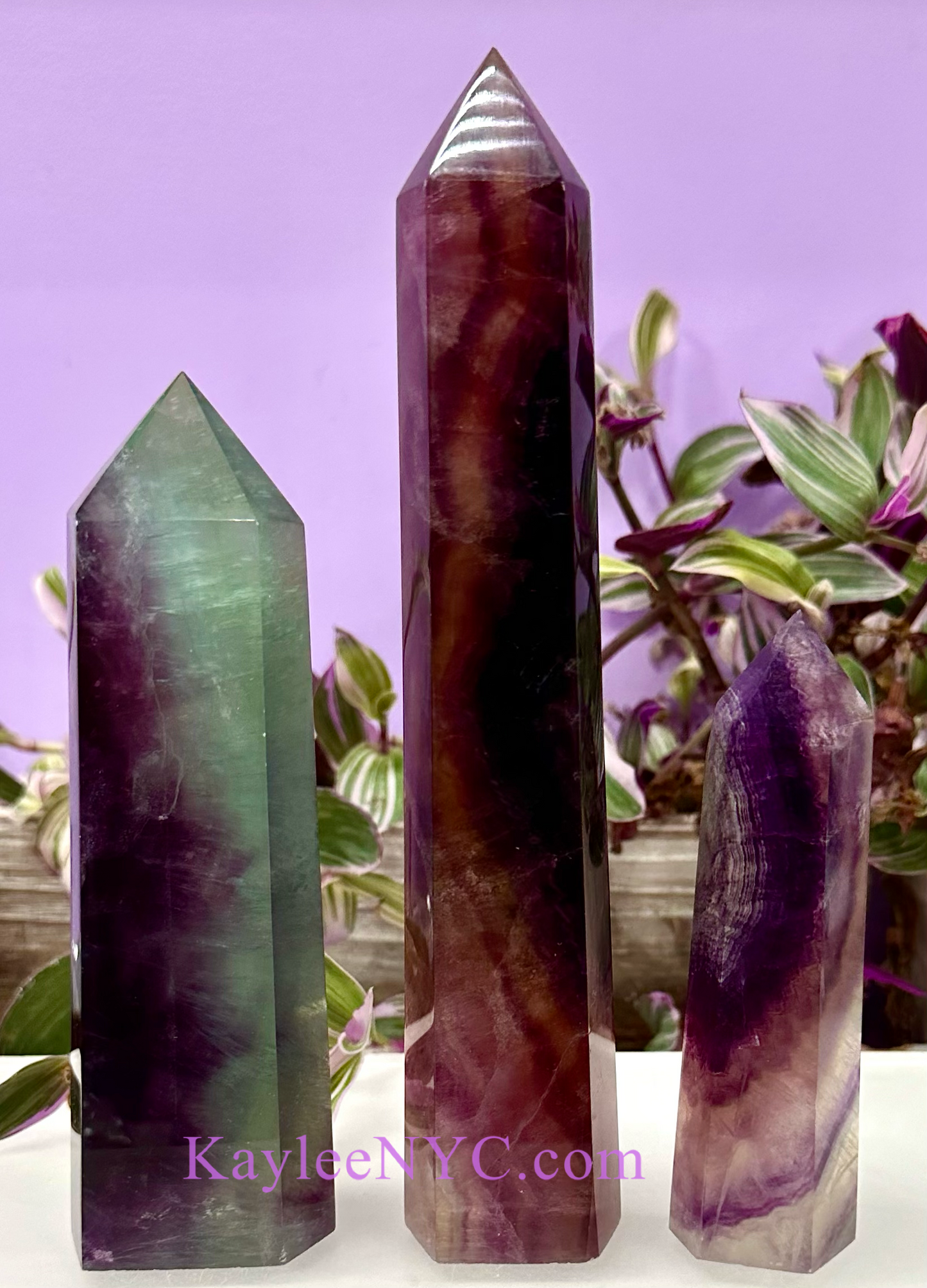 Wholesale Lot 3 PCs large Natural Candy Fluorite Obelisk Tower Point Crystal Healing