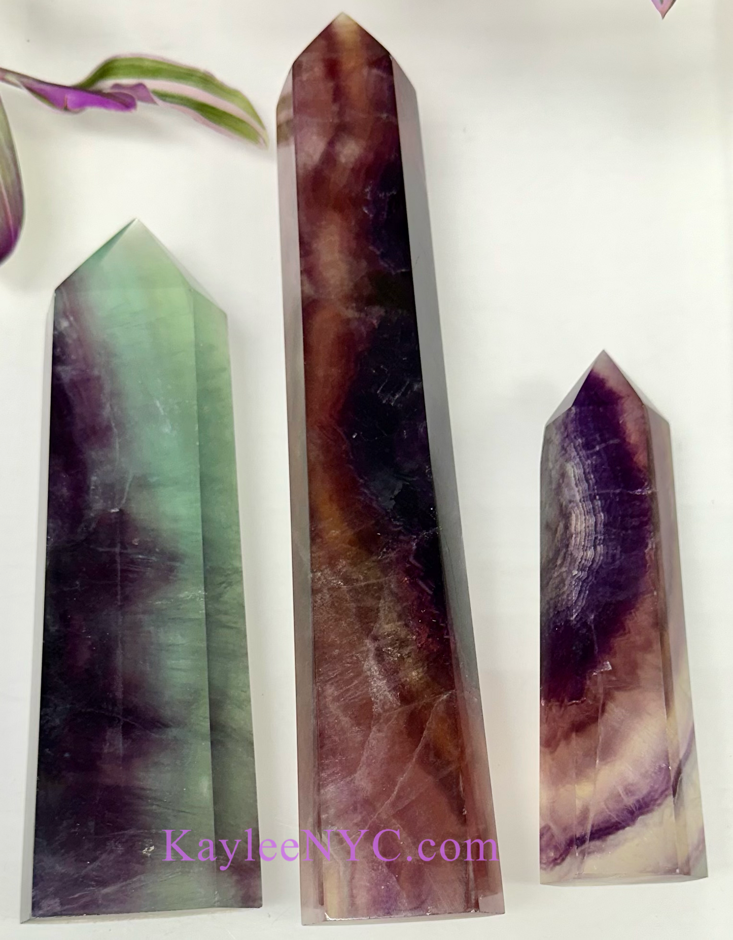 Wholesale Lot 3 PCs large Natural Candy Fluorite Obelisk Tower Point Crystal Healing