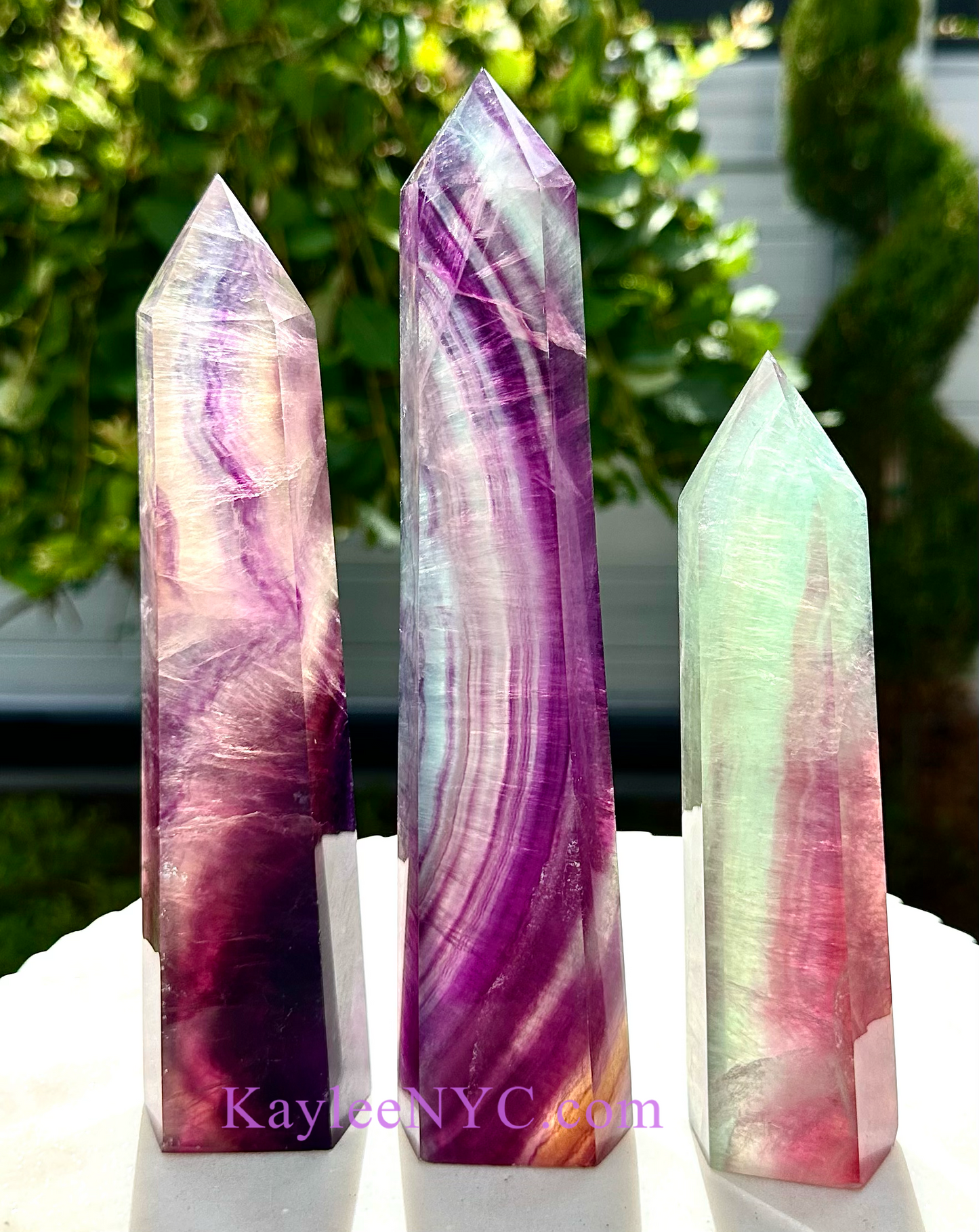 Wholesale Lot 3 PCs large Natural Candy Fluorite Obelisk Tower Point Crystal Healing