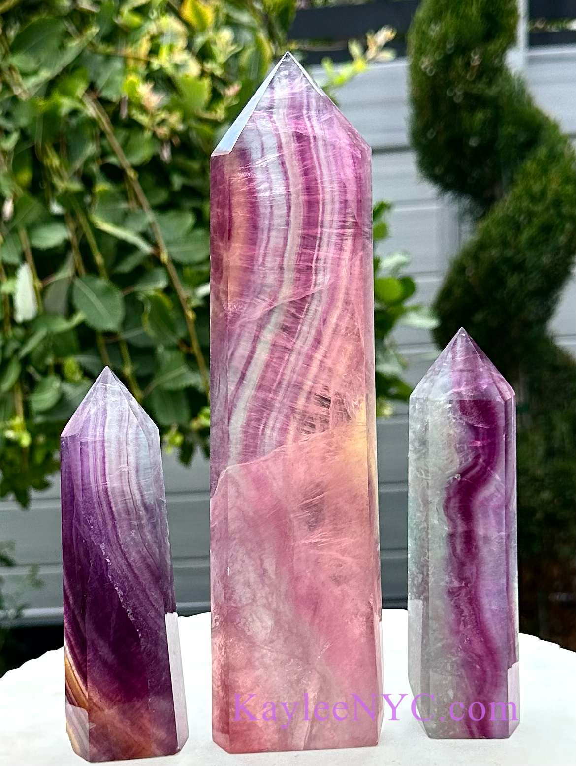 Wholesale Lot 3 PCs large Natural Candy Fluorite Obelisk Tower Point Crystal Healing