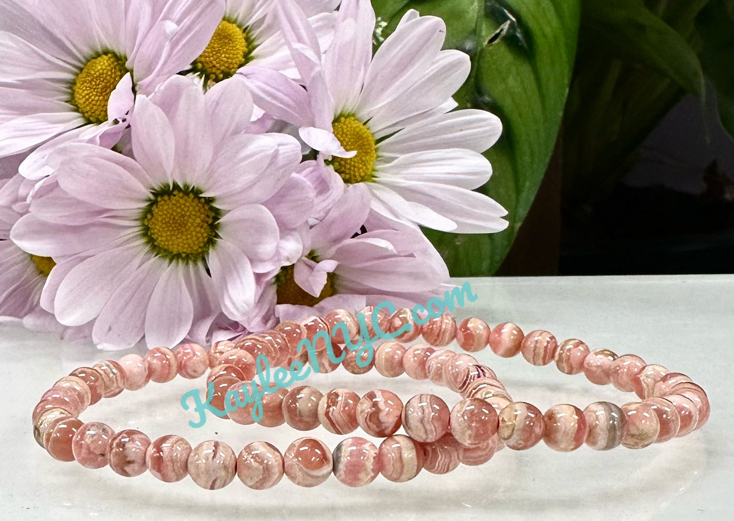 Wholesale 6 Pcs Natural Rhodochrosite 6mm 7.5” Crystal Healing Stretch Bracelet