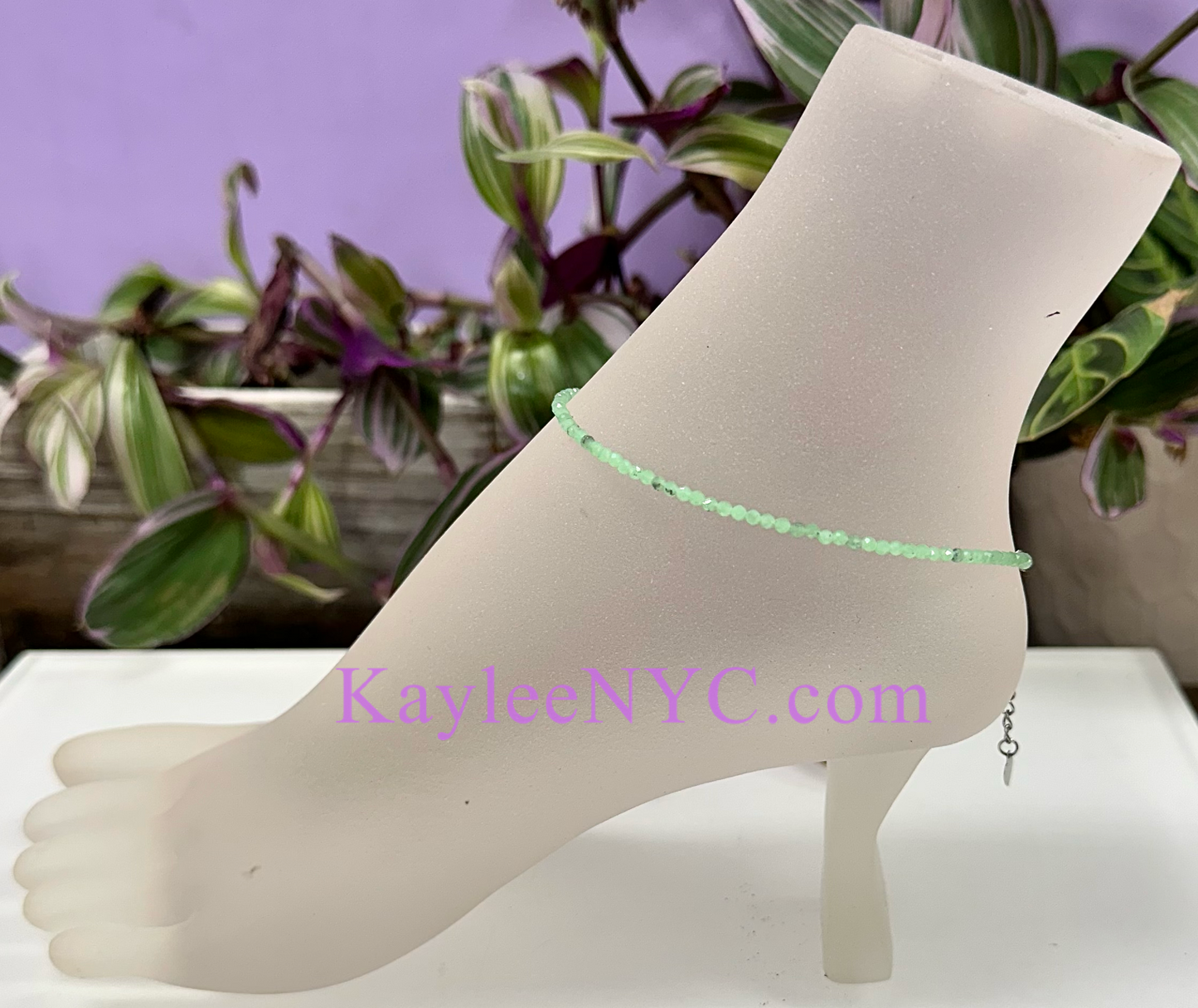 6 PCs 2mm Natural Chrysoprase Anklets Crystal Healing Energy